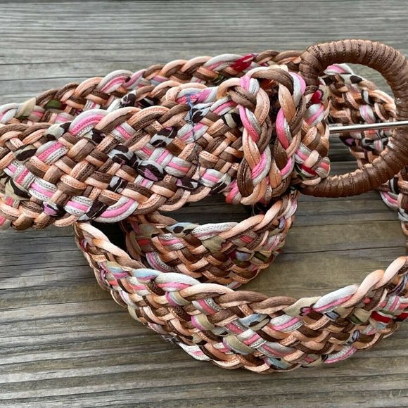 Women Belt Fabric Braided Multi Color Ladies Waistband Made India Size 11 32-34 - Picture 1 of 10